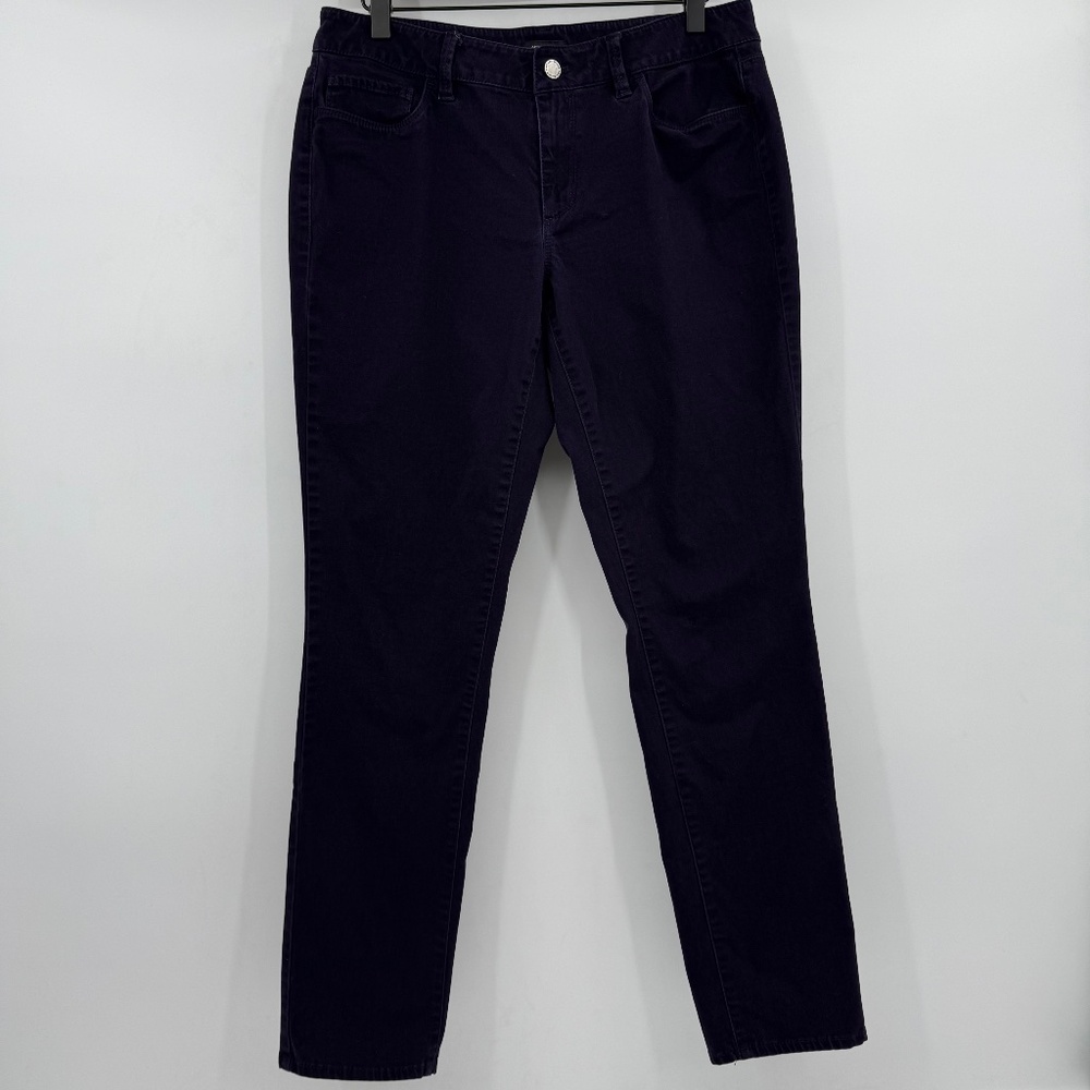 Ann Taylor Pants Women 8 Purple Velour Curvy Slim Trousers Stretch Ankle MidRise